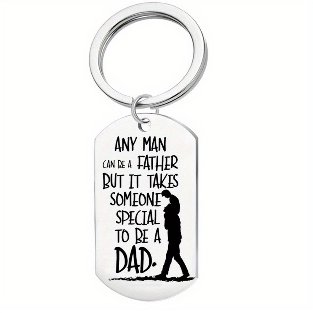 Father Special To Be A‎ Dad Engraved Dog Tag Keychain Silver Tone Gift